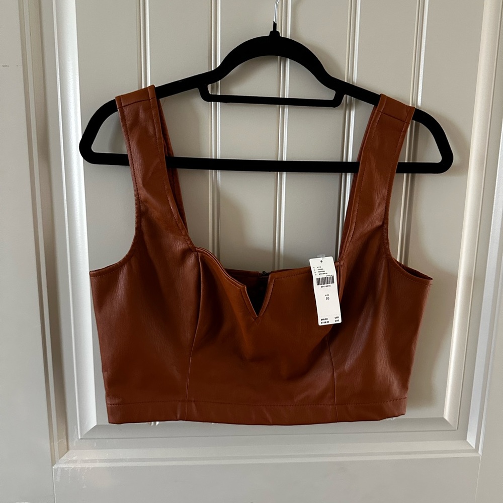 Anthropologie Brown faux leather corset tank - new with tags